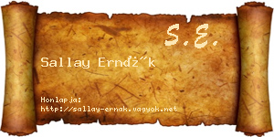 Sallay Ernák névjegykártya